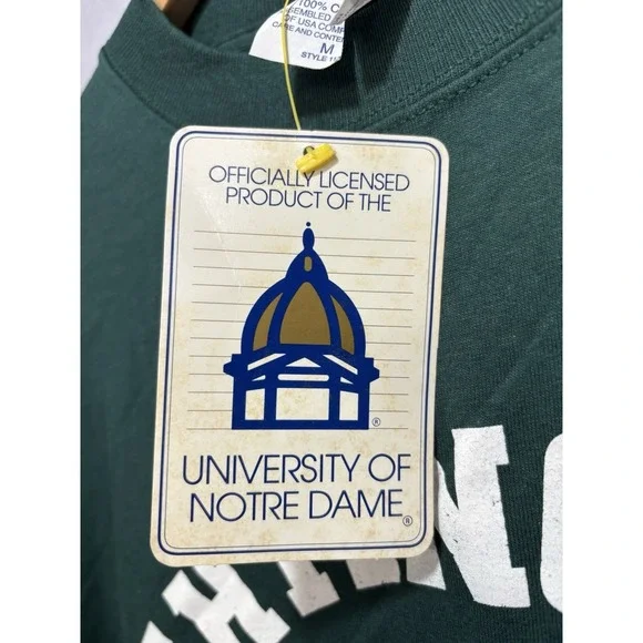 Notre Dame Vintage Shirt Fighting Irish Men's Medium New Green NWT Majestic NOS - Picture 8 of 9